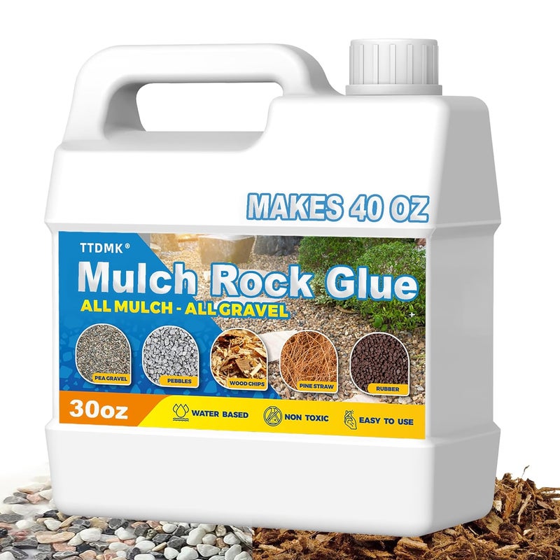 TTDMK Concentrate Mulch Glue for Landscaping, Makes 40oz Rock Glue, Fast Drying Gravel Landscape Lock Adhesive for Outdoor, Garden, Yard, Mulch Gravel Binder Spray, Easy Hold Bark Binder Spray for Stone - Image 1